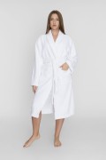 Gruby i mięsisty biały szlafrok hotelowy frotte Classic 450 GSM 100% bawełna Premium Premium z kołnierzem