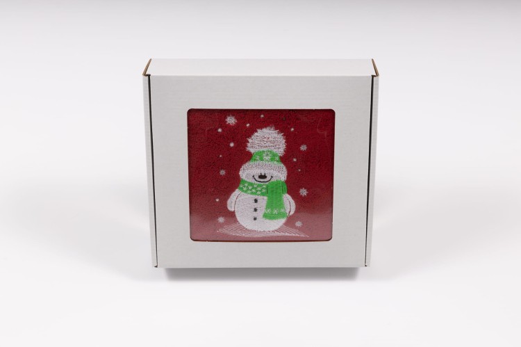 ręcznik świąteczny bałwanek czerwony.jpg