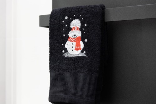 ręcznik świąteczny bałwanek czarny.jpg