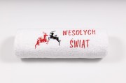 Duży świąteczny ręcznik kąpielowy 70x140 cm z haftem reniferów