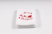 Mały świąteczny ręcznik do rąk 50x100 cm z haftem reniferów i Merry Christmas