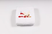 Mały świąteczny ręcznik do rąk 50x100 cm z haftem Mikołaja i renifera