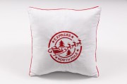 Świąteczna poduszka dekoracyjna z welwetu cegiełki w rozmiarze 30x50, 40x40 lub 50x50 cm z haftem znaczka North Pole Express i antyalergicznym wypełnieniem