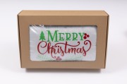 Świąteczna poduszka dekoracyjna 30x50 cm z welwetu cegiełki z haftem Merry Christmas i antyalergicznym wypełnieniem