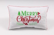 Świąteczna poduszka dekoracyjna 30x50 cm z welwetu cegiełki z haftem Merry Christmas i antyalergicznym wypełnieniem