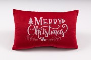 Świąteczna poduszka dekoracyjna 30x50 cm z welwetu cegiełki z haftem Merry Christmas i antyalergicznym wypełnieniem