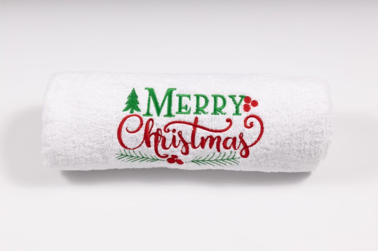 Duży świąteczny ręcznik kąpielowy 70x140 cm z haftem Merry Christmas