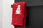 ręcznik świąteczny bałwanek czerwony.jpg