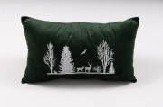 poduszka świąteczna zimowy krajobraz butelkowa zieleń.jpg