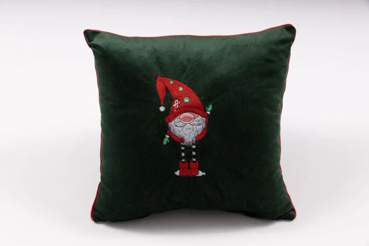 poduszka świąteczna  krasnal butelkowa zieleń.jpg