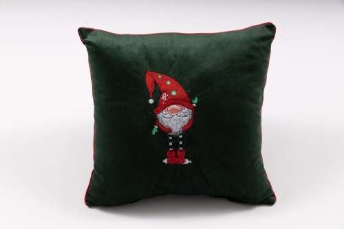 poduszka świąteczna  krasnal butelkowa zieleń.jpg
