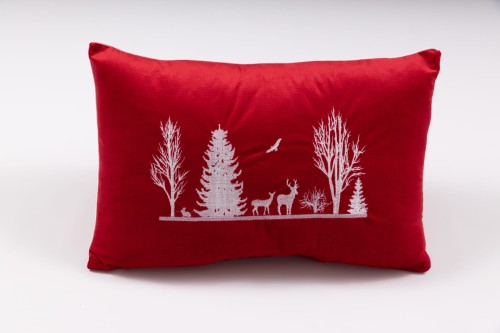 poduszka świąteczna  zimowy krajobraz czerwona.jpg