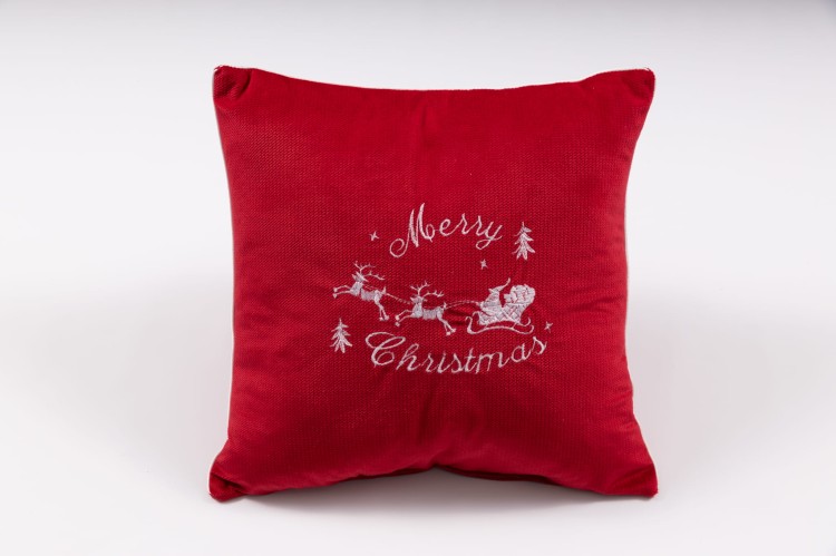 poduszka świąteczna Merry Christmas i renifery czerwona.jpg