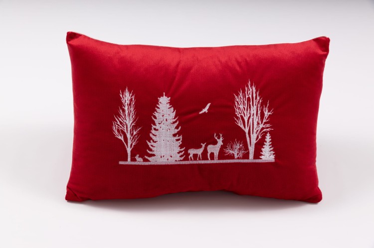 poduszka świąteczna  zimowy krajobraz czerwona.jpg