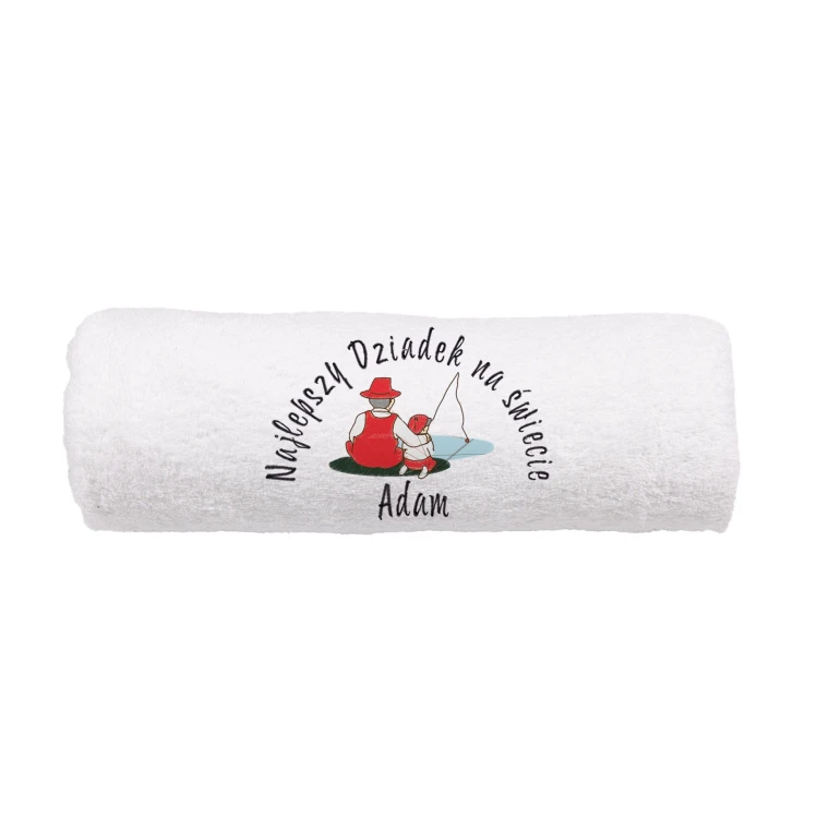 Ręcznink z haftem Najlepszy Dziadek na świecie biały.jpg