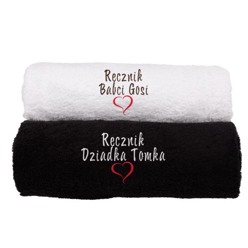 Komplet ręczników Babci i Dziadka biały i czarny.jpg