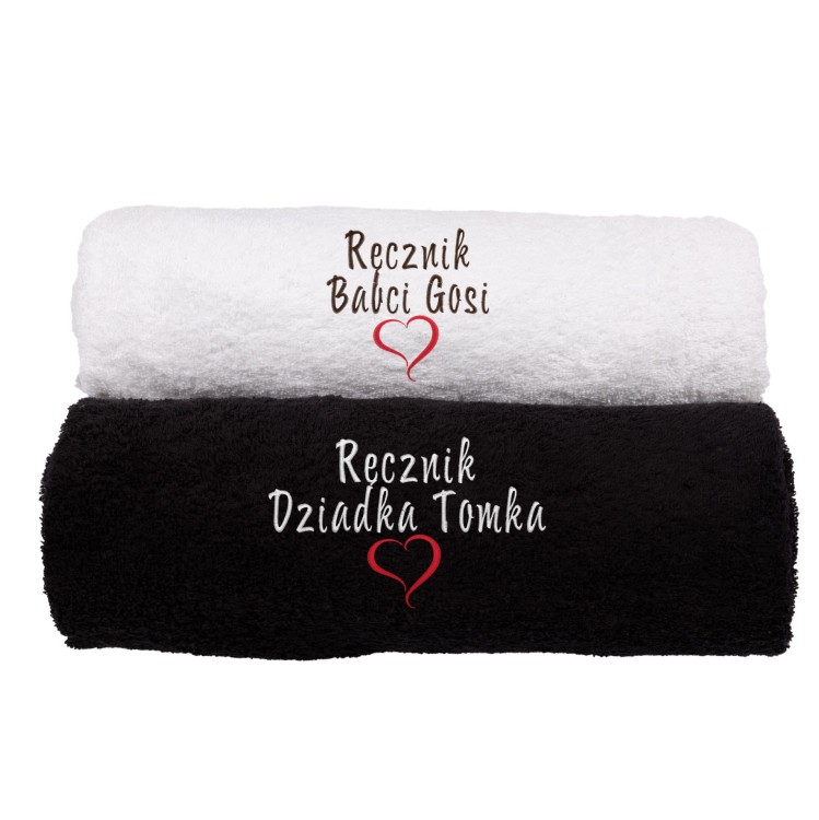 Komplet ręczników Babci i Dziadka biały i czarny.jpg