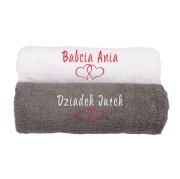Komplet ręczników na Dzień Babci i Dziadka  biały i szary.jpg