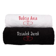 Komplet ręczników na dzień Babci i Dziadka biąły i czarny.jpg
