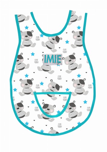 fartuszek misiu z niebieską gwiazdką turkusowa lamówka.jpg