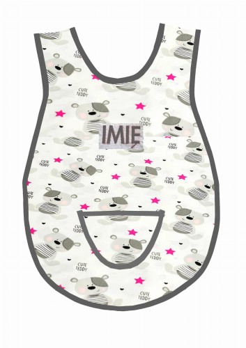 fartuszek misiu z różową gwiazdką szara lamówka.jpg