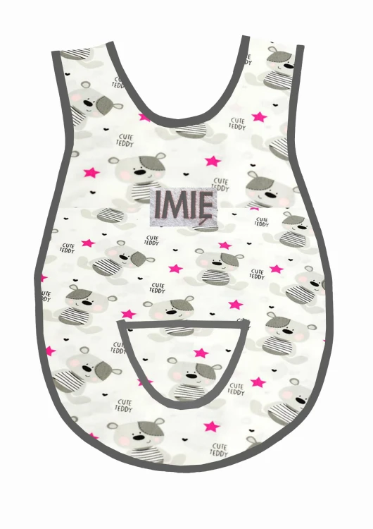 fartuszek misiu z różową gwiazdką szara lamówka.jpg