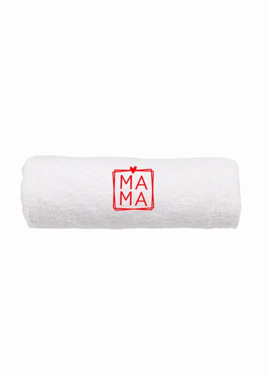 Ręcznik z personalizowanym haftem na Dzień Mamy biały, bawełna frotte 500 g,  zapakowany na prezent