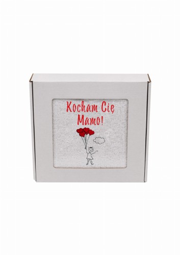 Ręcznik z personalizowanym haftem na Dzień Mamy biały, bawełna frotte 500 g,  zapakowany na prezent w pudełko z okienkiem