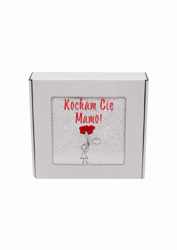 Ręcznik z personalizowanym haftem na Dzień Mamy biały, bawełna frotte 500 g,  zapakowany na prezent w pudełko z okienkiem