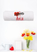 Ręcznik z personalizowanym haftem na Dzień Mamy biały, bawełna frotte 500 g,