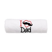 Biały ręcznik z haftem dla taty "I love Dad" 50x100 cm.