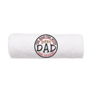 Biały ręcznik z haftem dla taty "Dad the legend" 50x100 cm.