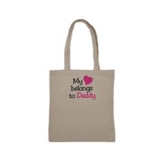 Naturalna torba bawełniana z haftem " My heart belongs to Daddy"