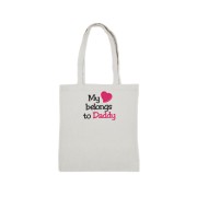 Biała torba bawełniana z haftem " My heart belongs to Daddy"