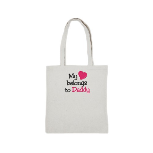 Biała torba bawełniana z haftem " My heart belongs to Daddy"