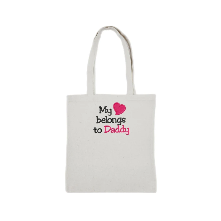 Biała torba bawełniana z haftem " My heart belongs to Daddy"