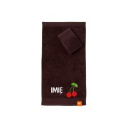 Ręcznik do przedszkola z haftem wisienek i imieniem dziecka, bawełna premium 500g.
