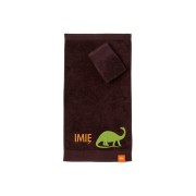 Ręcznik do przedszkola z haftem dinozaura i imieniem dziecka, bawełna premium 500g.