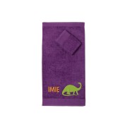 Ręcznik do przedszkola z haftem dinozaura i imieniem dziecka, bawełna premium 500g.