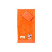 Ręcznik do przedszkola z haftem myszki i imieniem dziecka, bawełna premium 500g.