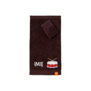 Ręcznik do przedszkola z haftem bębenka i imieniem dziecka, bawełna premium 500g.