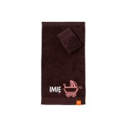 Ręcznik do przedszkola z haftem wózka i imieniem dziecka, bawełna premium 500g.