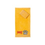 Ręcznik do przedszkola z haftem łapki psa i imieniem dziecka, bawełna premium 500g.
