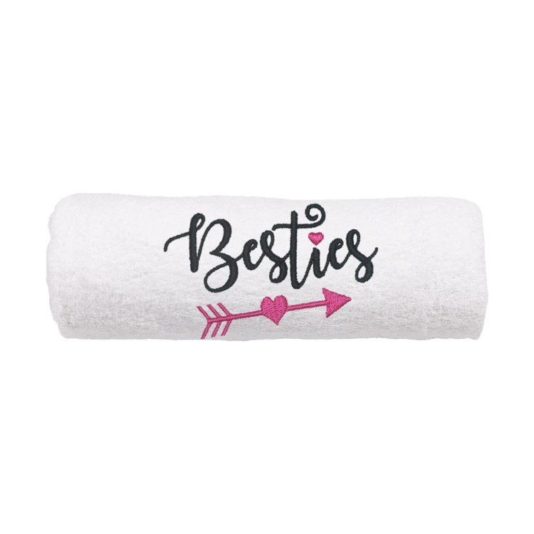 Personalizowany ręcznik z haftem dla przyjaciółki z haftem " Besties".