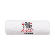 Personalizowany ręcznik z haftem dla przyjaciółki z haftem " Good friends wine together" .