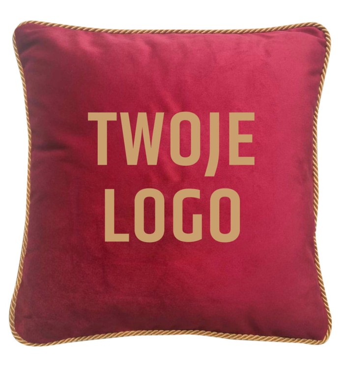 Elegancka poduszka reklamowa z haftem logo firmy w rozmiarze 45x45 cm
