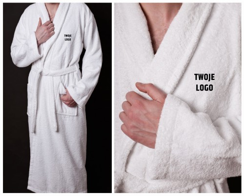 Gruby szlafrok frotte 450 g z logo hotelu wykonany trwałym haftem komputerowym Premium