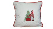 Poduszka świąteczna biała choinka i krasnal