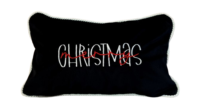 Poduszka świąteczna czarna merry christmas