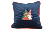 Poduszka świąteczna granatowa choinka i krasnal